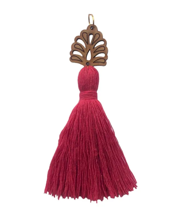 Flamingo_Pink_Mini_Cotton_Handmade__Tassels_with_wooden_leaf_,_Pack_of_10