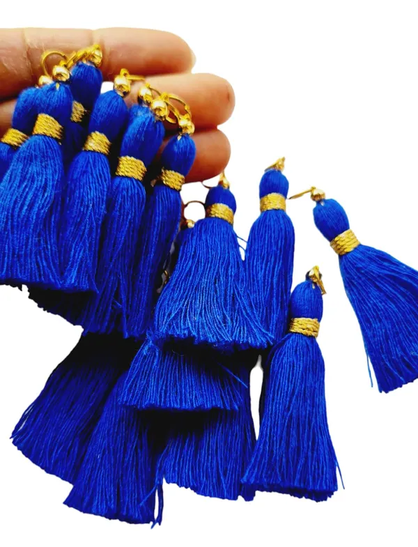 Micro_1.5_inch_Length_Cotton_Handmade_Tassels_for_Saree/Blouse/Dupatta/DIY/Decor_(Pack_of_12)_(Royal_Blue)