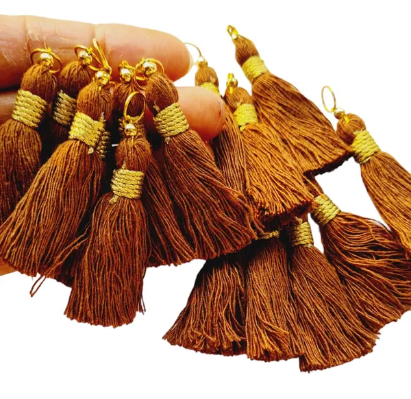 Micro_1.5_inch_Length_Cotton_Handmade_Tassels_for_Saree/Blouse/Dupatta/DIY/Decor_(Pack_of_12)_(Chocolate_Brown)