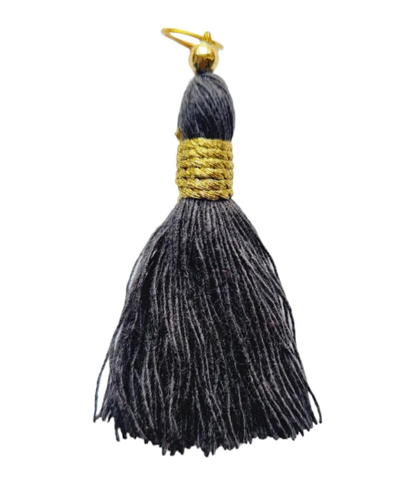Micro_1.5_inch_Length_Cotton_Handmade_Tassels_for_Saree/Blouse/Dupatta/DIY/Decor_(Pack_of_12)_(Dark_Grey)