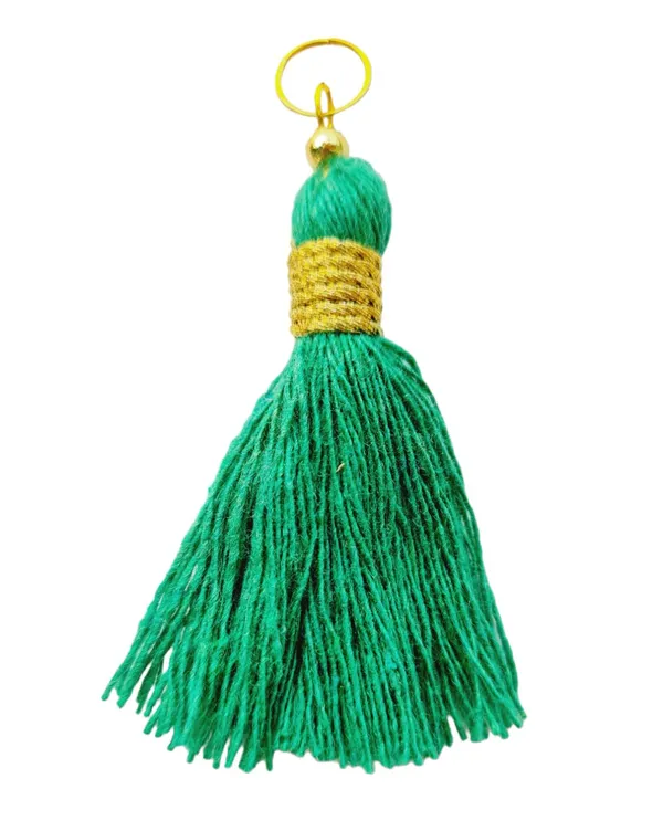 Micro_1.5_inch_Length_Cotton_Handmade_Tassels_for_Saree/Blouse/Dupatta/DIY/Decor_(Pack_of_12)_(Dark_Green)