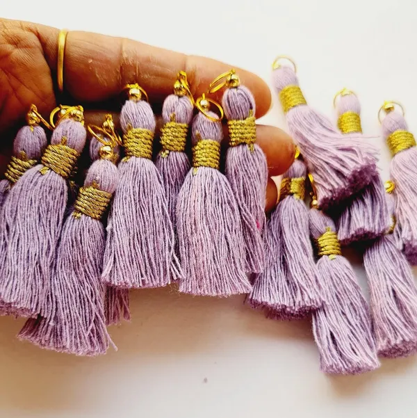 Micro_1.5_inch_Long_Cotton_Handmade_Tassels_for_Saree/Blouse/Dupatta/DIY/Decor_(Pack_of_12)_(Lavender)