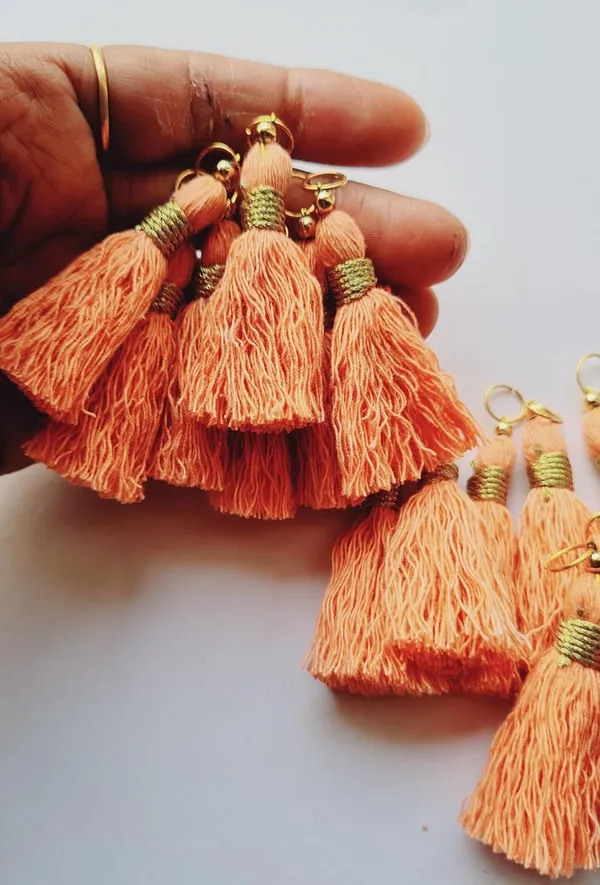 Micro_1.5_inch_Length_Cotton_Handmade_Tassels_for_Saree/Blouse/Dupatta/DIY/Decor_(Pack_of_12)_(Peach)