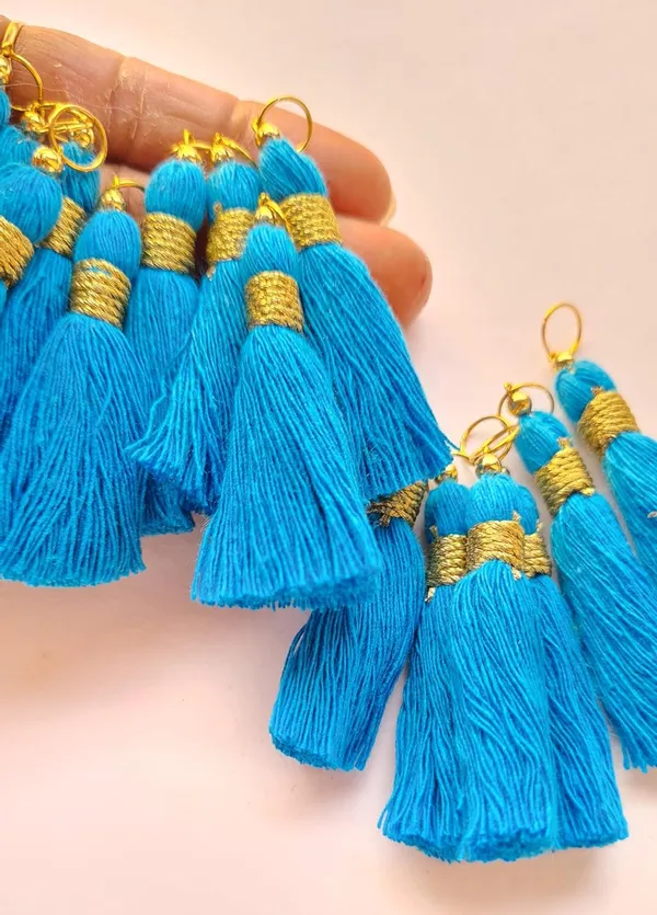 Micro_1.5_inch_Long_Cotton_Handmade_Tassels_for_Saree/Blouse/Dupatta/DIY/Decor_(Pack_of_12)_(Firozi)