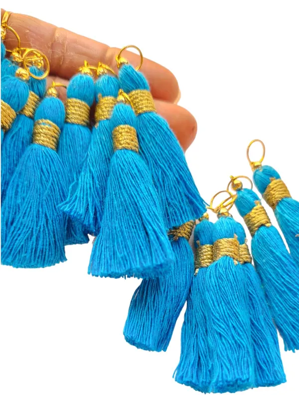 Micro_1.5_inch_Long_Cotton_Handmade_Tassels_for_Saree/Blouse/Dupatta/DIY/Decor_(Pack_of_12)_(Firozi)