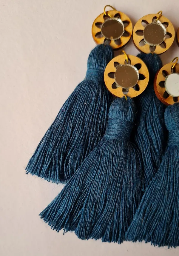 Prussian_Blue_Mini_Cotton_Handmade_Tassels_with_mirrors_,_Pack_of_10