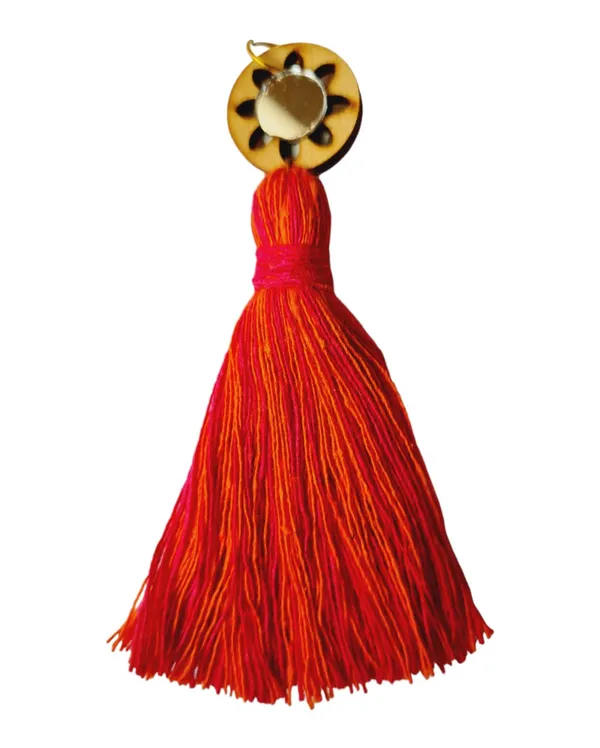 Mix-Pink_&_Orange_Mini_Cotton_Handmade_Tassels_with_mirrors_,_Pack_of_10