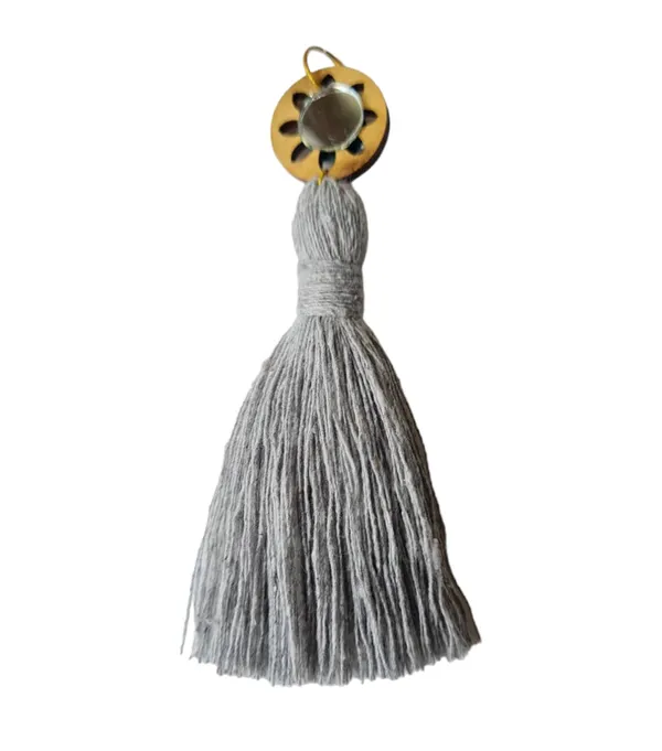 Grey_Mini_Cotton_Handmade__Tassels_with_mirrors_,_Pack_of_10
