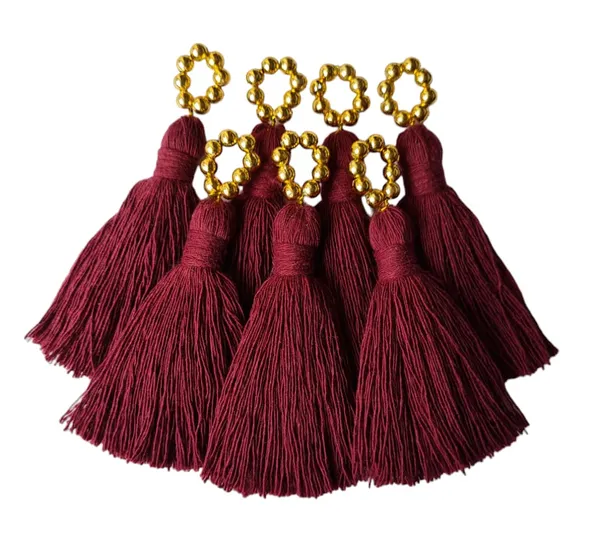 Mini_Cotton_Tassels_with_Golden_Pearls_for_Saree/Blouse/Dupatta/DIY/Decor,_Pack_of_10_(Burgundy)
