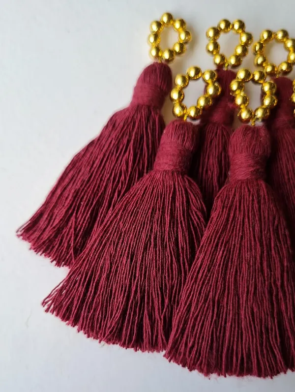 Mini_Cotton_Tassels_with_Golden_Pearls_for_Saree/Blouse/Dupatta/DIY/Decor,_Pack_of_10_(Burgundy)