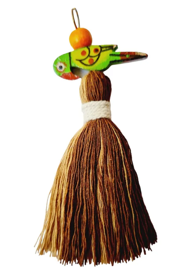 Mini_Cotton_Tassels_with_Parrots_(Pack_of_10)_(Dual-Beige_&_Choc._Brown)
