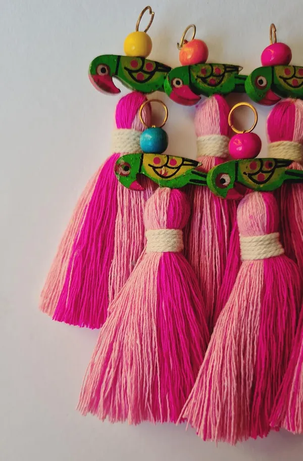 Mini_Cotton_Tassels_with_Parrots_(Pack_of_10)_(Dual-Dark_&_Baby_Pink)