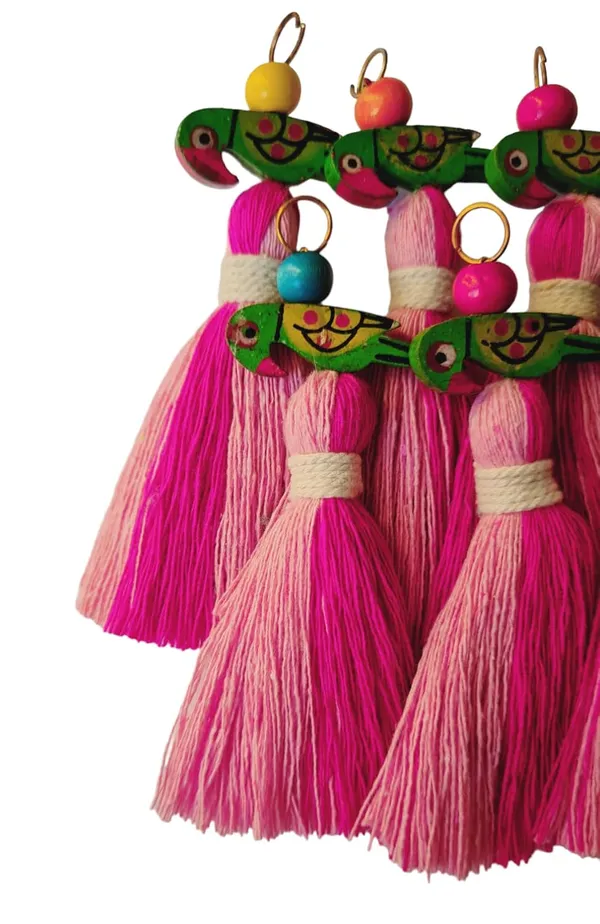 Mini_Cotton_Tassels_with_Parrots_(Pack_of_10)_(Dual-Dark_&_Baby_Pink)