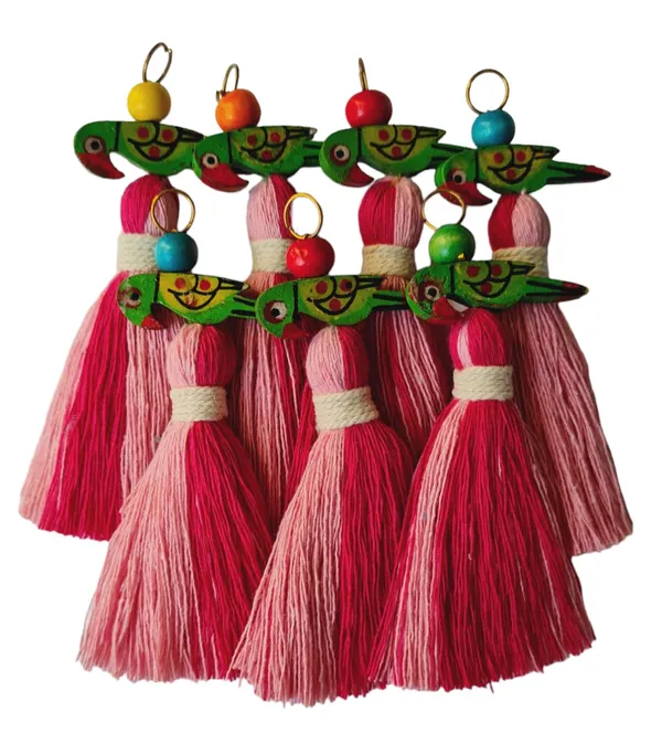 Mini_Cotton_Tassels_with_Parrots_(Pack_of_10)_(Dual-Dark_&_Baby_Pink)