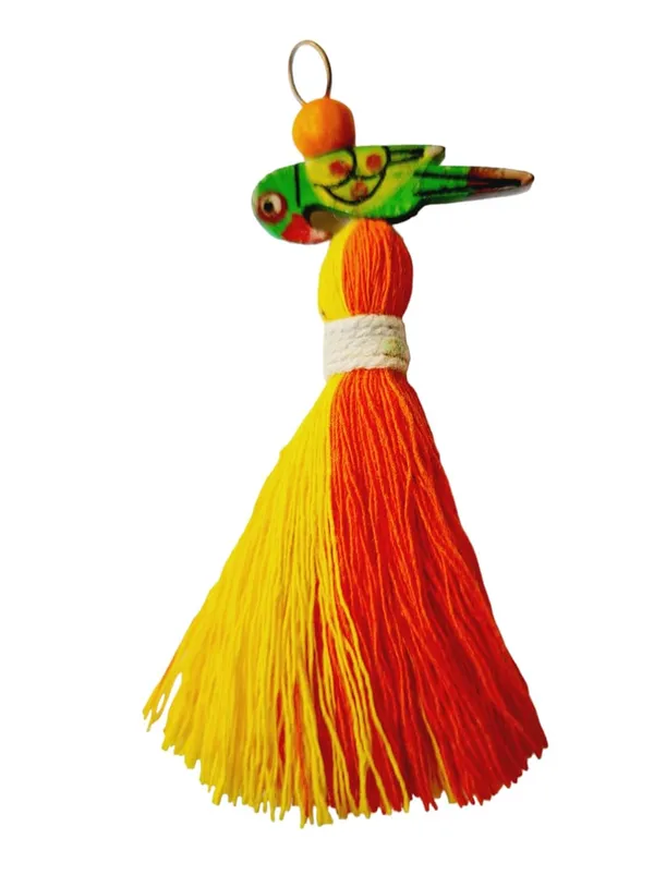 Mini_Cotton_Tassels_with_Parrots_(Pack_of_10)_(Dual-Orange_&_Yellow)