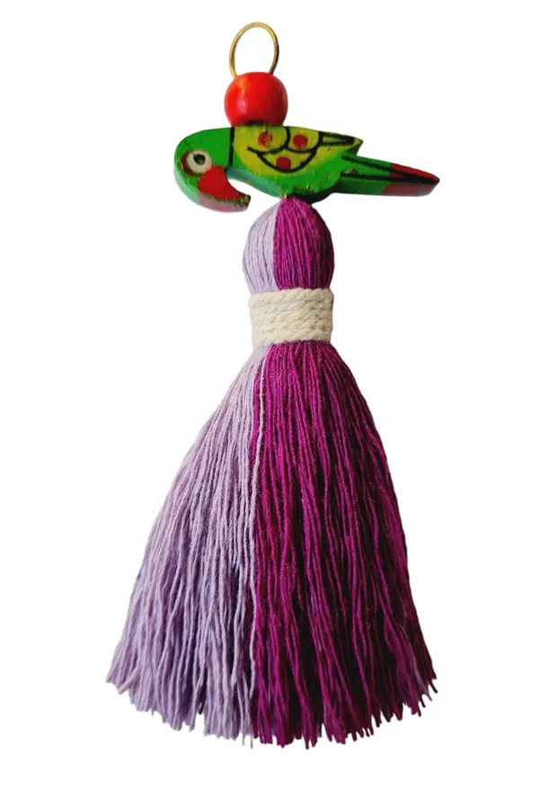 Mini_Cotton_Tassels_with_Parrots_(Pack_of_10)_(Dual-Lavender_&_Purple)