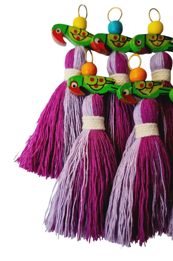 Mini_Cotton_Tassels_with_Parrots_(Pack_of_10)_(Dual-Lavender_&_Purple)