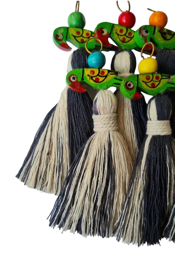 Mini_Cotton_Tassels_with_Parrots_(Pack_of_10)_(Dual-Off_White_&_Dark_Grey)