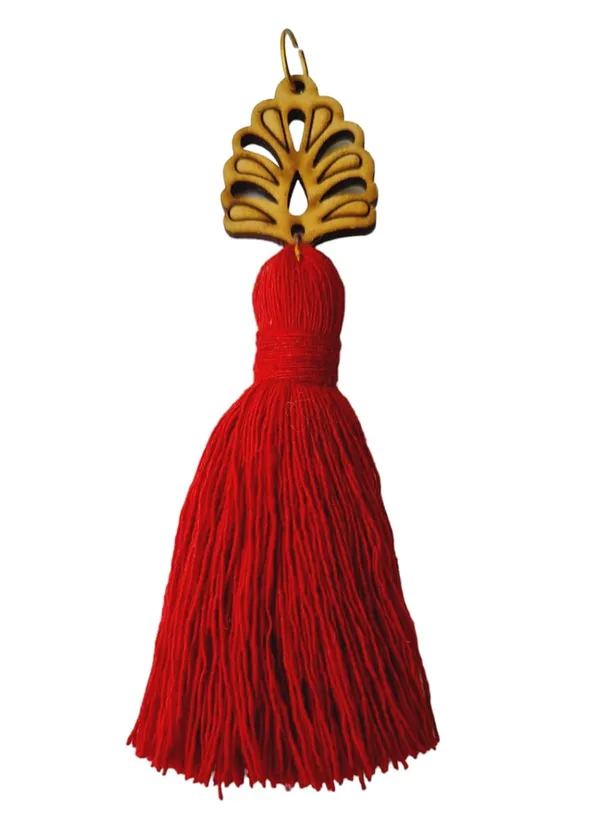 Red_Mini_Cotton_Handmade_Tassels_with_wooden_leaf,_Pack_of_10