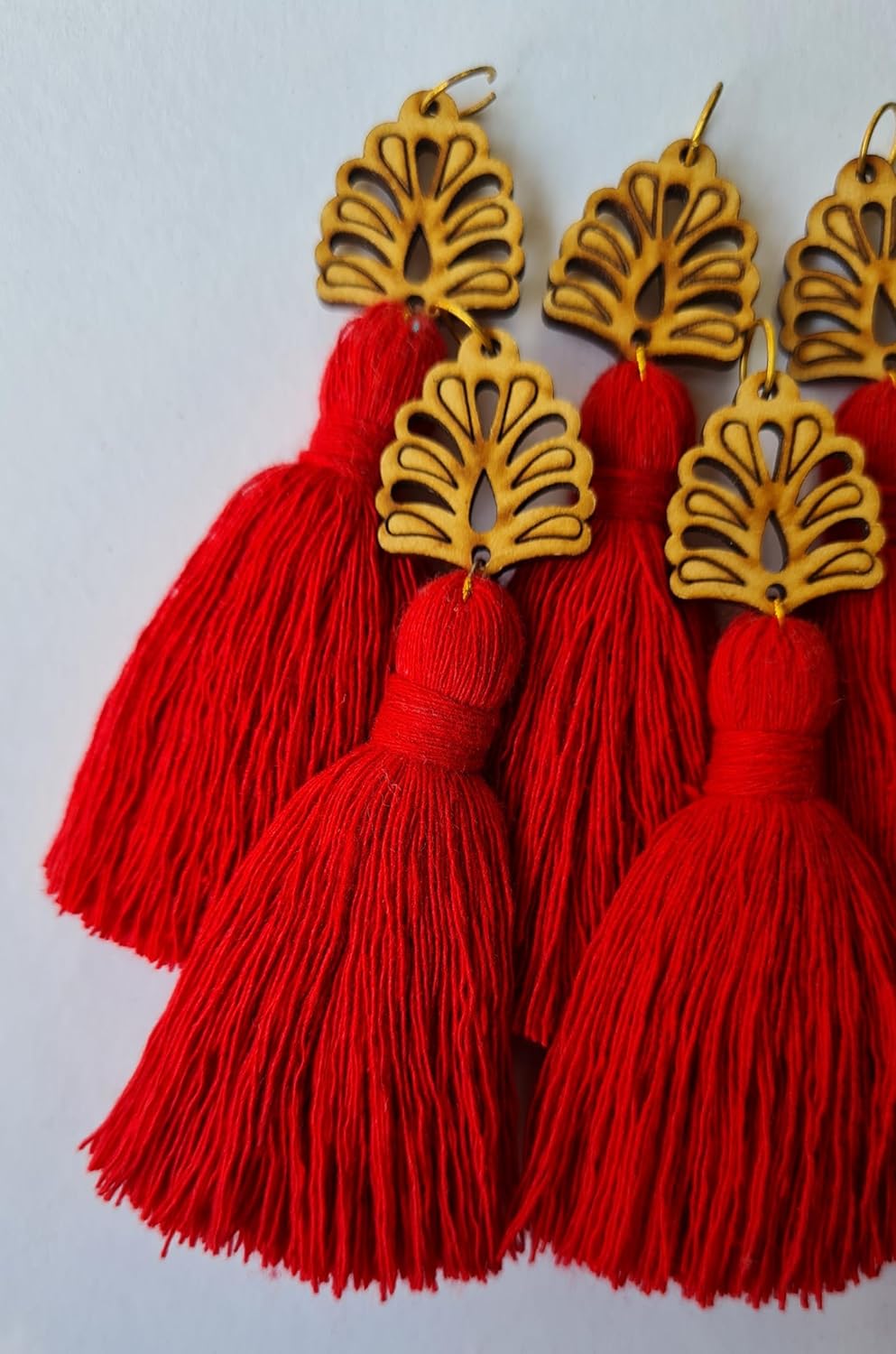 Red_Mini_Cotton_Handmade_Tassels_with_wooden_leaf,_Pack_of_10