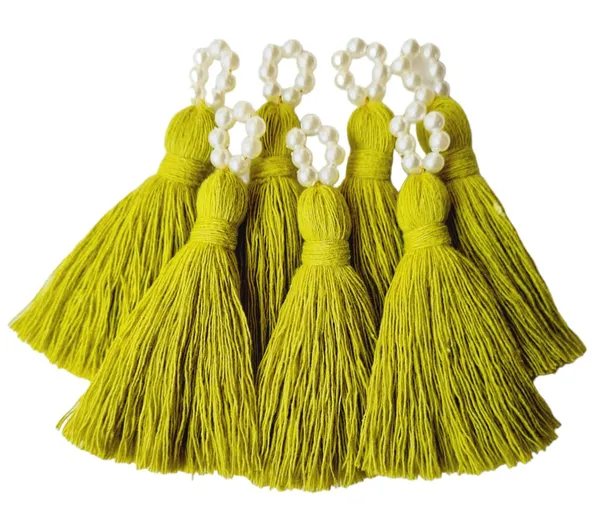 Mini_Cotton_Tassels_with_Pearls_for_Saree/Blouse/Dupatta/DIY/Decor,_Pack_of_10_(Olive_Green)