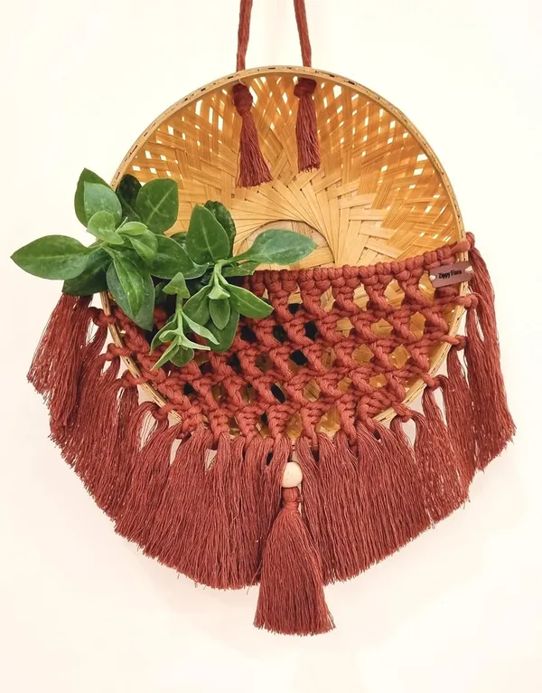 Handmade_Cotton_Macrame_Basket_for_Plants,_Garden_&_Home_Decor_(Rust_Brown)