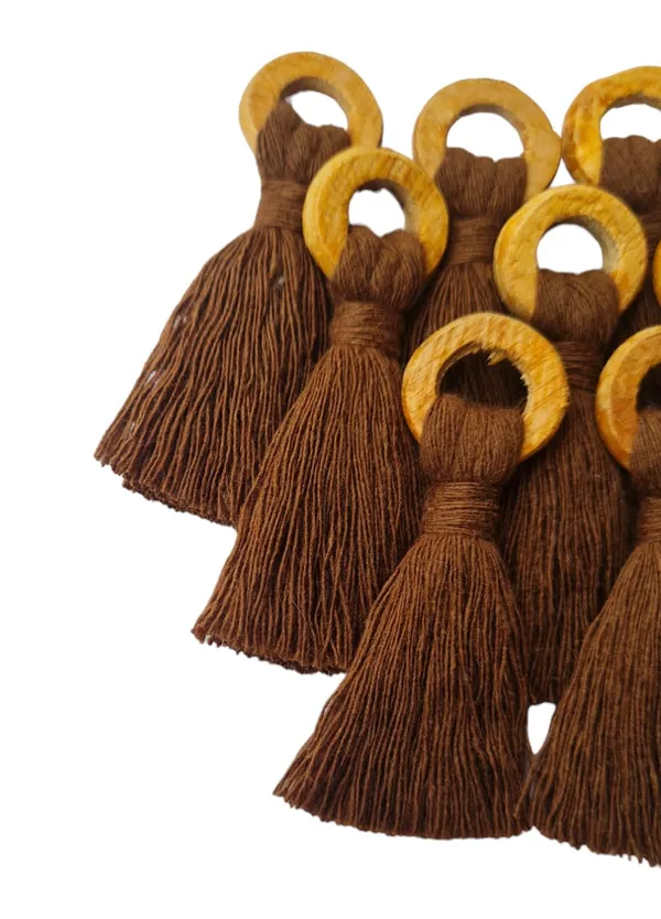 Chocolate_Brown_Mini_Cotton_Tassels_with_wooden_rings_for_Saree/Blouse/Dupatta/DIY/Decor,_Pack_of_10
