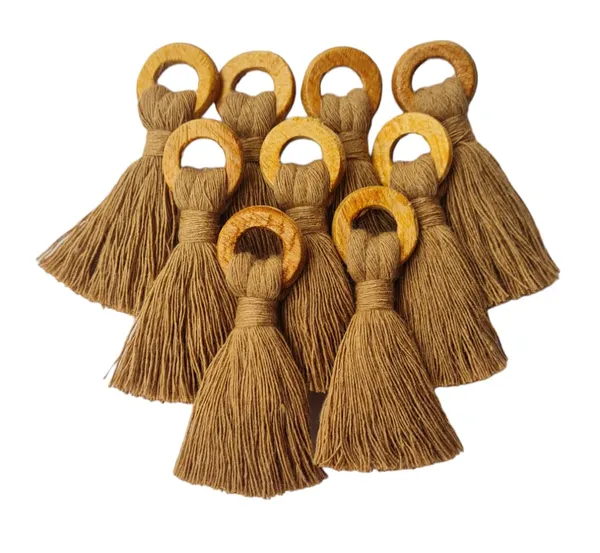 Mini_Cotton_Tassels_with_wooden_rings_for_Saree/Blouse/Dupatta/DIY/Decor,_Pack_of_10_(Dark_Beige)
