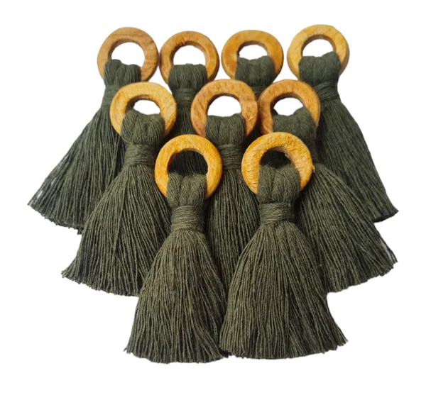 Military_Green_Mini_Cotton_Handmade_Tassels_with_Wooden_Rings_,_Pack_Of_10