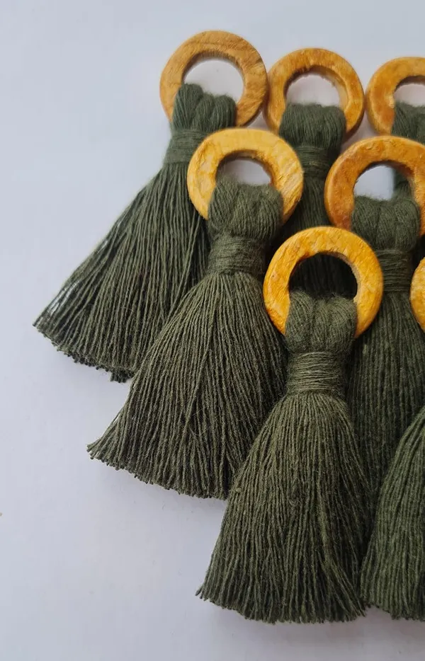 Military_Green_Mini_Cotton_Handmade_Tassels_with_Wooden_Rings_,_Pack_Of_10