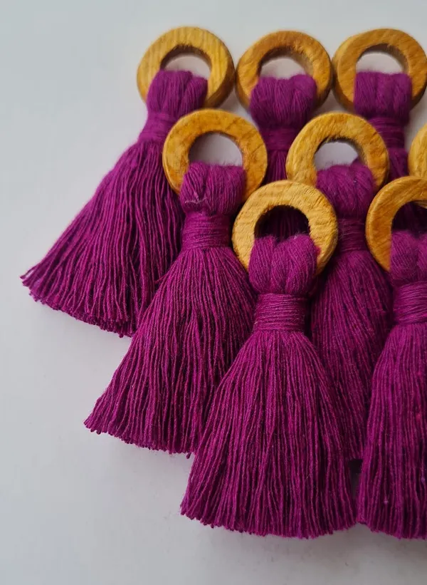 Purple_Mini_Cotton_Tassels_with_Wooden_Rings__for_Saree/Blouse/Dupatta/DIY/Decor,_Pack_of_10