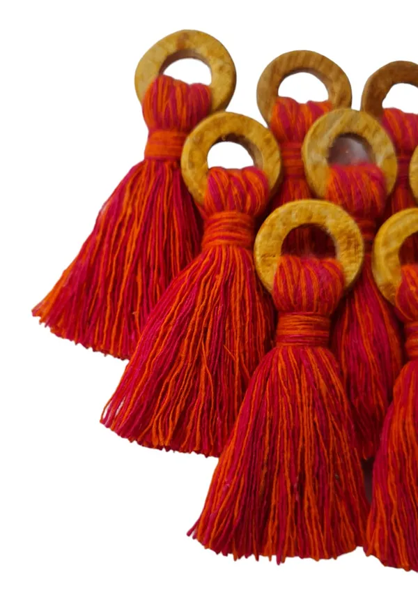 Mix_-Dark_Pink_&_Orange_Mini_Cotton_Handmade_Tassels_with_Wooden_Rings_,_Pack_Of_10