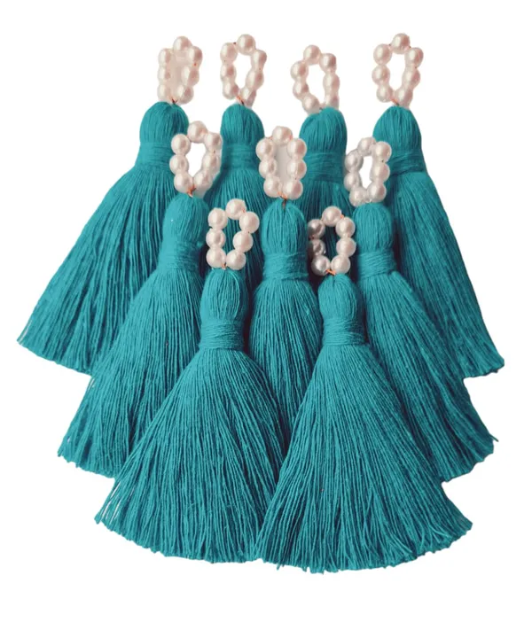 Mini_Cotton_Tassels_with_Pearls_for_Saree/Blouse/Dupatta/DIY/Decor,_Pack_of_10_(Aqua_Blue)