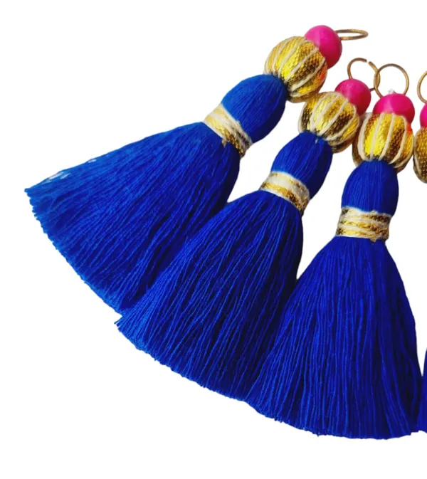 Mini_Handmade_Cotton_Tassels_with_Zari_Bead_,_Pack_of_10_(Royal_Blue)