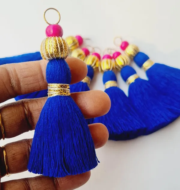 Mini_Handmade_Cotton_Tassels_with_Zari_Bead_,_Pack_of_10_(Royal_Blue)