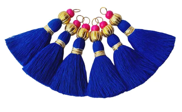 Mini_Handmade_Cotton_Tassels_with_Zari_Bead_,_Pack_of_10_(Royal_Blue)