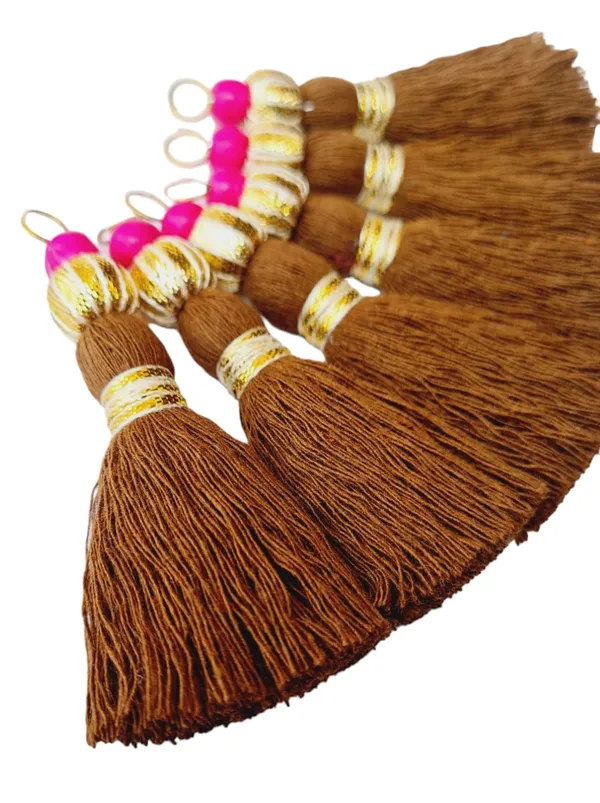 Mini_Handmade_Cotton_Tassels_with_Zari_Bead_,_Pack_of_10_(Chocolate_Brown)