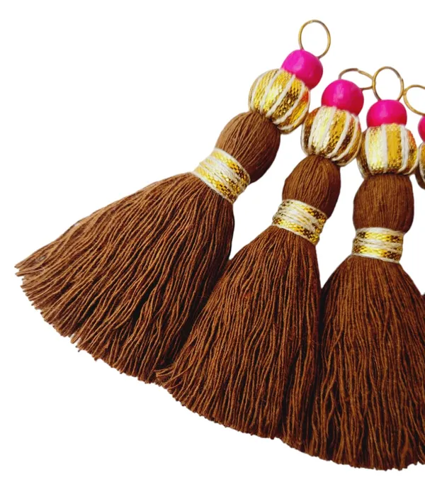 Mini_Handmade_Cotton_Tassels_with_Zari_Bead_,_Pack_of_10_(Chocolate_Brown)
