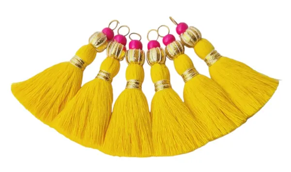 Mini_Handmade_Cotton_Tassels_with_Zari_Bead_,_Pack_of_10_(Bright_Yellow)