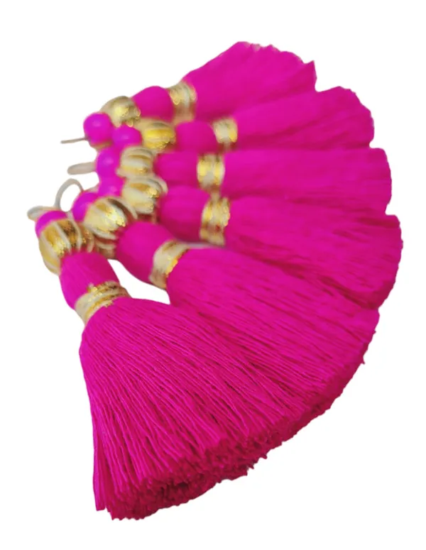 Mini_Handmade_Cotton_Tassels_with_Zari_Bead_,_Pack_of_10_(Dark_Pink)
