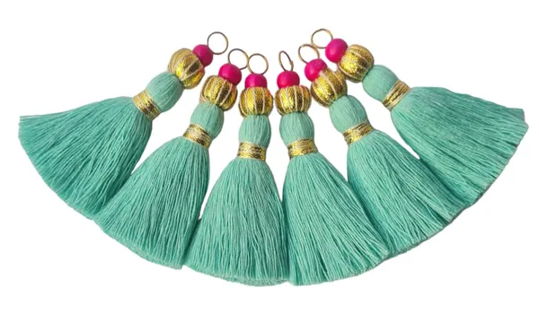 Mini_Handmade_Cotton_Tassels_with_Zari_Bead_,_Pack_of_10_(Turquoise_Blue)