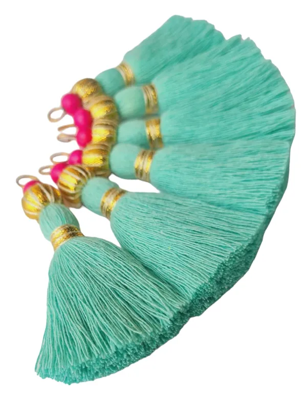 Mini_Handmade_Cotton_Tassels_with_Zari_Bead_,_Pack_of_10_(Turquoise_Blue)