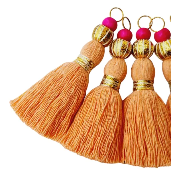 Mini_Handmade_Cotton_Tassels_with_Zari_Bead_,_Pack_of_10_(Peach)