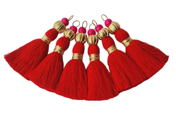 Mini_Handmade_Cotton_Tassels_with_Zari_Bead_,_Pack_of_10_(Red)