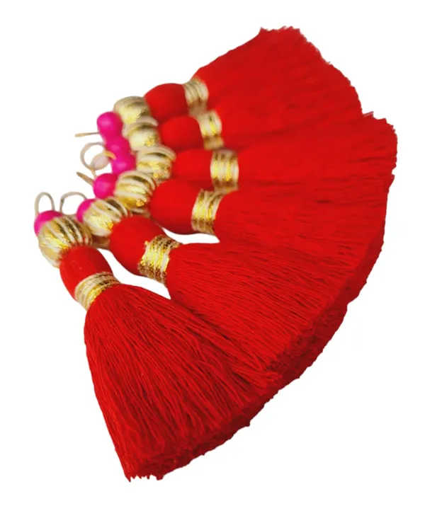 Mini_Handmade_Cotton_Tassels_with_Zari_Bead_,_Pack_of_10_(Red)