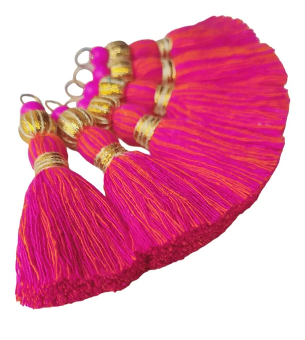 Mini_Handmade_Cotton_Tassels_with_Zari_Bead,_Pack_of_10_(Mix-Dark_Pink_&_Orange)