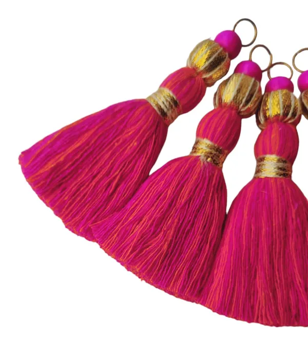 Mini_Handmade_Cotton_Tassels_with_Zari_Bead,_Pack_of_10_(Mix-Dark_Pink_&_Orange)