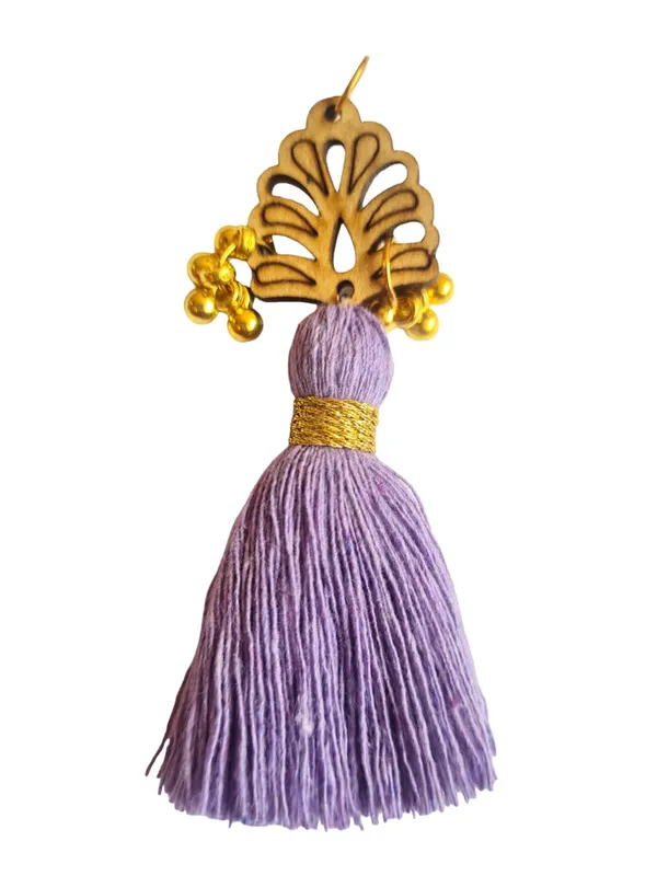 Lavender_Cotton_Handmade_Mini_Tassels_With_Wood_Leaf_&_Ghungroo_,_Pack_Of_10