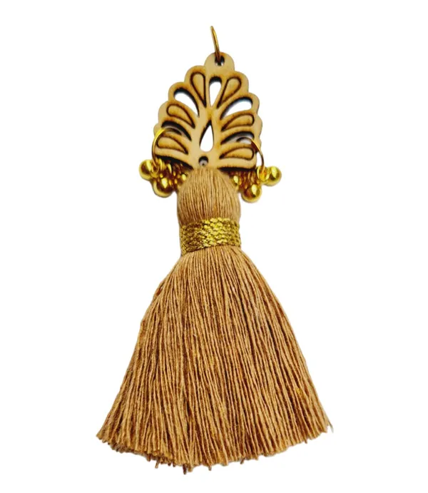 Dark_Beige_Cotton_Handmade_Mini_Tassels_With_Wood_Leaf_&_Ghungroo_,_Pack_Of_10