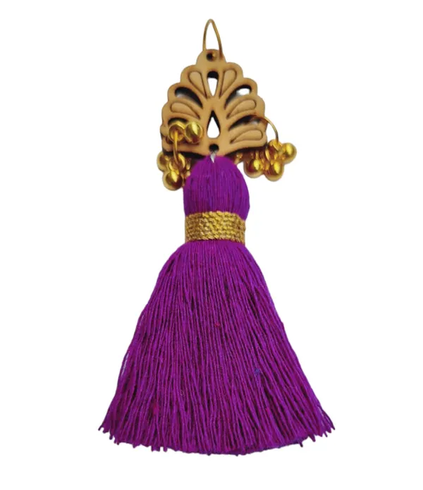 Purple_Cotton_Handmade_Mini_Tassels_With_Wood_Leaf_&_Ghungroo_,_Pack_Of_10
